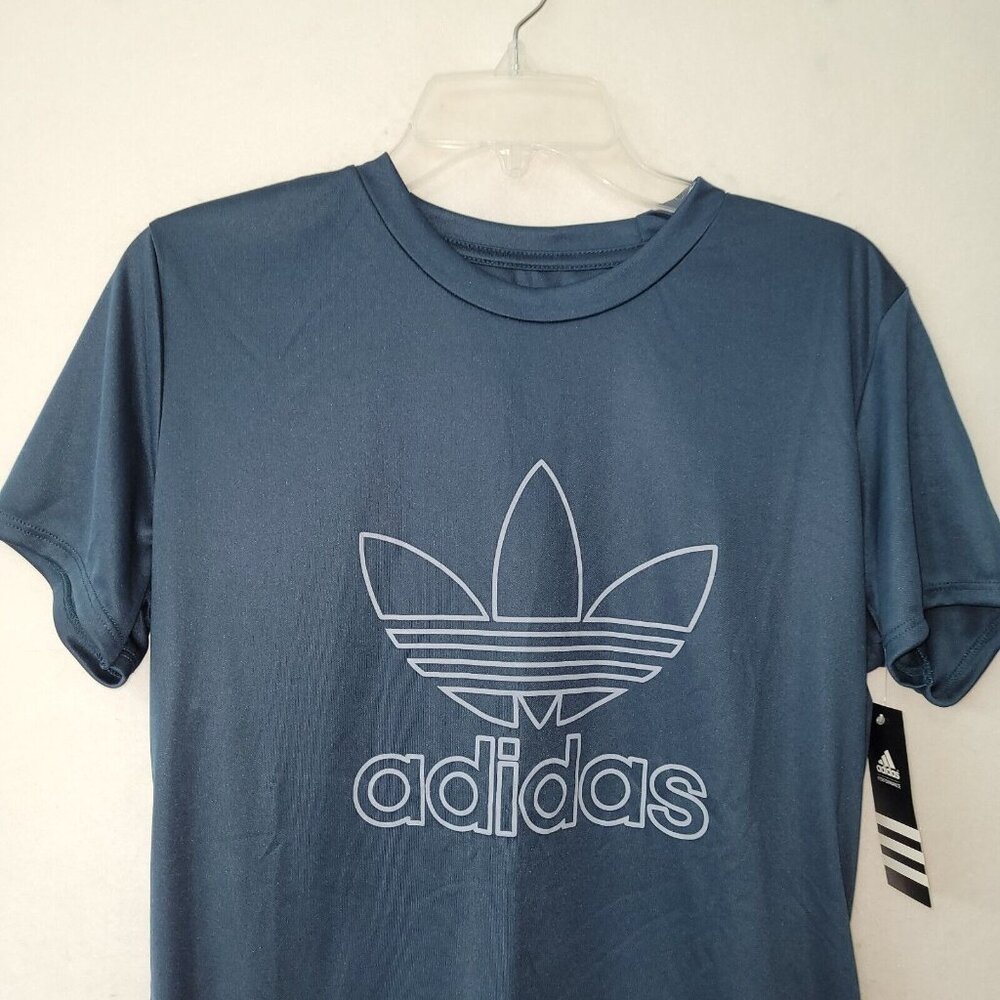adidas Women's Short Sleeve Tee in Navy with White Logo - Picture 3 of 11